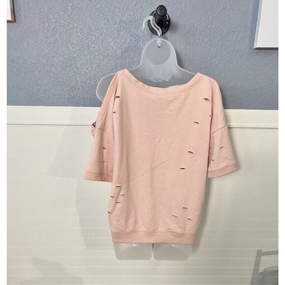 Central Park West Pink Distressed Short Sleeve Shirt - Picture 1 of 2